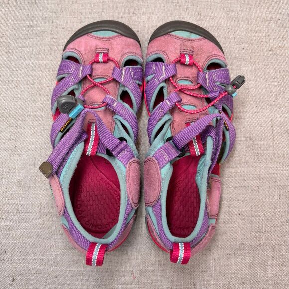 Keen Seacamp Sandals Purple Pink Leather Slip On Water Sandals Kids Size 3 - Picture 6 of 10